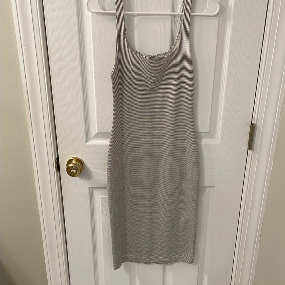 Zara navy blue and white striped Sleeveless Sheath Midi Dress